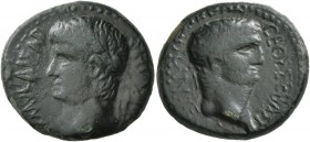 MACEDON. Thessalonica . Claudius, with Divus Augustus, 41-54. Diassarion (Bronze, 22 mm, 9.31 g, 6 h). TI KΛAY KAIΣAP [ΣEBAΣTOΣ ΓEPM] Laureate head of...