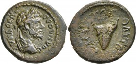 MYSIA. Miletopolis . Septimius Severus, 193-211. Hemiassarion (Bronze, 18 mm, 3.06 g). AY K Λ CЄ CЄOVHPOC Laureate, draped and cuirassed bust of Septi...