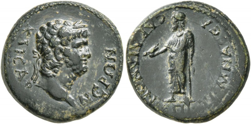 LYDIA. Sardis . Nero, 54-68. Assarion (Bronze, 18 mm, 4.20 g, 1 h), Tiberius Cla...