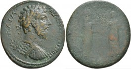 PHRYGIA. Cibyra . Marcus Aurelius, 161-180. Medallion (Bronze, 40 mm, 30.38 g, 6 h), Homonoia-issue with Hierapolis, Kl. Philokles, magistrate. ΑY ΚΑΙ...