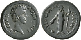 PISIDIA. Antiochia . Marcus Aurelius, as Caesar, 139-161. Hemiassarion (Bronze, 18 mm, 3.95 g, 6 h). AVRELIVS CAESAR Bare head of Marcus Aurelius to r...