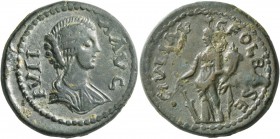 PISIDIA. Olbasa . Julia Domna, Augusta, 193-217. Triassarion (Bronze, 27 mm, 13.07 g, 1 h). IVLIA AVG Draped bust of Julia Domna to right. Rev. C IVLI...
