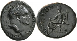 LYCAONIA. Iconium . Vespasian, 69-79. Triassarion (Bronze, 26 mm, 11.60 g, 3 h). AVTOKPATWP KAICAP OYЄCΠACIANOC Laureate head of Vespasian to right. R...