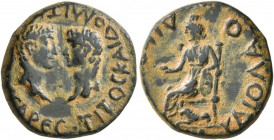 LYCAONIA. Laodicea Combusta . Titus & Domitian, as Caesars, 69-79 and 69-81. Assarion (Bronze, 18 mm, 5.02 g, 12 h), after 75. ΤΙΤΟC ΚΑΙ ΔΟΜΙΤΑΝΟC ΚΑΙ...
