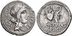 C. Cassius Longinus, 43-42 BC. Denarius (Subaeratus, 19 mm, 3.17 g, 7 h), plated silver, irregular mint. C CASSI IMP LEIBERTAS Diademed and veiled hea...