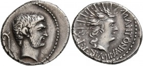 Mark Antony, 44-30 BC. Denarius (Silver, 19 mm, 3.84 g, 7 h), mint moving with Mark Antony, circa 42 BC. Head of Mark Antony to right; behind, lituus....