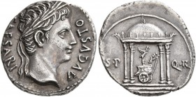 Augustus, 27 BC-AD 14. Denarius (Silver, 20 mm, 3.62 g, 6 h), uncertain mint in Spain (Colonia Patricia?), circa 18 BC. CAESARI AVGVSTO Laureate head ...