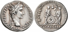 Augustus, 27 BC-AD 14. Denarius (Silver, 19 mm, 3.81 g, 6 h), Lugdunum, circa 2 BC-AD 4. CAESAR AVGVSTVS DIVI F PATER PATRIAE Laureate head of Augustu...