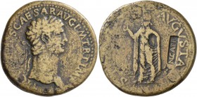 Claudius, 41-54. Sestertius (Orichalcum, 35-36 mm, 24.22 g), Rome, 41-42. [TI CLAVDIV]S AVG P M TR P IMP Laureate head of Claudius to right. Rev. [SPE...
