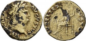 Nero, 54-68. Aureus (Subaeratus, 19 mm, 3.15 g, 5 h), plated gold, irregular mint, 64-65 or somewhat later. NERO CAESAR AVGVSTVS Laureate head of Nero...