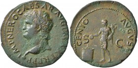 Nero, 54-68. As (Copper, 30 mm, 10.91 g, 6 h), Lugdunum, circa 66. IMP NERO CAESAR AVG P MAX TR P P P Bare head of Nero to left, with globe at point o...