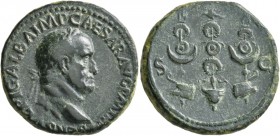 Galba, 68-69. As (Copper, 28 mm, 13.07 g, 6 h), Rome. SER SVLPI GALBA IMP CAESAR AVG P M TR P Bare head of Galba to right. Rev. S - C Aquila on facing...
