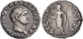 Otho, 69. Denarius (Silver, 19 mm, 3.35 g, 6 h), Rome. IMP M OTHO CAESAR AVG TR P Bare head of Otho to right. Rev. SECVRITAS P R Securitas standing le...