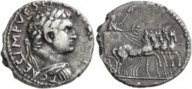 Titus, as Caesar, 69-79. Denarius (Silver, 18 mm, 2.92 g, 6 h), Antioch, 72-73. T CAES IMP VESP [PON TR POT] Laureate and draped bust of Titus to righ...