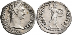 Domitian, 81-96. Denarius (Silver, 18 mm, 3.54 g, 7 h), Rome, 95-96. IMP CAES DOMIT AVG GERM P M TR P XV Laureate head of Domitian to right. Rev. IMP ...