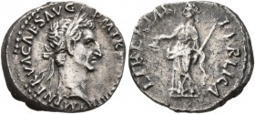 Nerva, 96-98. Denarius (Silver, 17 mm, 3.45 g, 6 h), Rome, 97. IMP NERVA CAES AVG P M TR P COS III P P Laureate head of Nerva to right. Rev. LIBERTAS ...