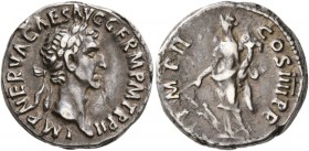 Nerva, 96-98. Denarius (Silver, 18 mm, 3.64 g, 6 h), Rome, 98. IMP NERVA CAES AVG GERM P M TR P II Laureate head of Nerva to right. Rev. IMP II COS II...