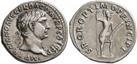 Trajan, 98-117. Denarius (Silver, 19 mm, 3.25 g, 6 h), Rome, 103-108. IMP TRAIANO AVG GER DAC P M TR P COS V P P Laureate head of Trajan to right. Rev...