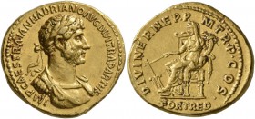 Hadrian, 117-138. Aureus (Gold, 19 mm, 7.26 g, 6 h), Rome, 117. IMP CAES TRAIAN HADRIANO AVG DIVI TRA PARTH F Laureate, draped and cuirassed bust of H...