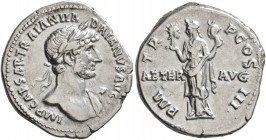 Hadrian, 117-138. Denarius (Silver, 20 mm, 2.95 g, 6 h), Rome, 119-122. IMP CAESAR TRAIAN HADRIANVS AVG Laureate head of Hadrian to right, drapery on ...