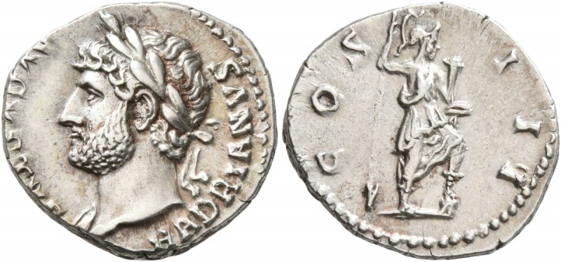 Hadrian, 117-138. Denarius (Silver, 18 mm, 3.55 g, 6 h), Rome, 125-128. HADRIANV...