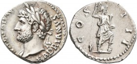 Hadrian, 117-138. Denarius (Silver, 18 mm, 3.55 g, 6 h), Rome, 125-128. HADRIANVS AVGVSTVS Laureate head of Hadrian to left, with slight drapery on ri...