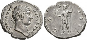 Hadrian, 117-138. Denarius (Silver, 19 mm, 3.08 g, 6 h), Rome, 125-128. HADRIANVS AVGVSTVS Laureate head of Hadrian to right, drapery on left shoulder...