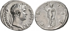 Hadrian, 117-138. Denarius (Silver, 19 mm, 3.25 g, 5 h), Rome, 125-128. HADRIANVS AVGVSTVS Laureate head of Hadrian to right, drapery on left shoulder...