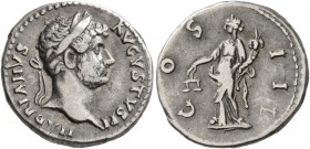 Hadrian, 117-138. Denarius (Silver, 18 mm, 3.55 g, 6 h), uncertain eastern mint, after 128. HADRIANVS AVGVSTVS P P Laureate head of Hadrian to right. ...