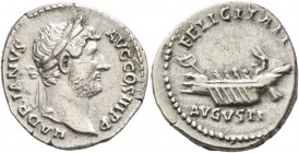 Hadrian, 117-138. Denarius (Silver, 18 mm, 3.12 g, 1 h), Rome, 134-138. HADRIANVS AVG COS III P P Laureate head of Hadrian to right. Rev. FELICITATI /...