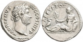 Hadrian, 117-138. (17 mm, 3.24 g, 6 h), Rome, 134-138. HADRIANVS AVG COS III P P Laureate head of Hadrian to right. Rev. AEGYPTOS Egypt reclining left...