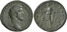 Antoninus Pius, 138-161. Dupondius (Orichalcum, 27 mm, 12.05 g), Rome, 140-144. ANTONINVS AVG PIVS P P TR P COS IIII Radiate head of Antoninus Pius to...