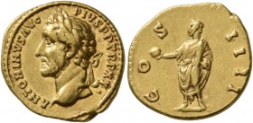 Antoninus Pius, 138-161. Aureus (Gold, 20 mm, 6.73 g, 5 h), Rome, 151-152. ANTONINVS AVG PIVS P P TR P XV Laureate head of Antoninus Pius to left. Rev...