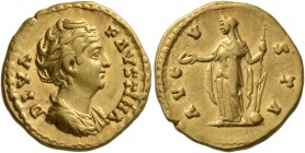 Diva Faustina Senior, died 140/1. Aureus (Gold, 20 mm, 7.32 g, 5 h), Rome, after 141. DIVA FAVSTINA Draped bust of Diva Faustina to right. Rev. AVGVST...