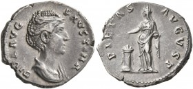 Diva Faustina Senior, died 140/1. Denarius (Silver, 19 mm, 3.22 g, 7 h), Rome, after 140/1. DIVA FAVSTINA Draped bust of Diva Faustina to right. Rev. ...