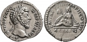 Marcus Aurelius, 161-180. Denarius (Silver, 18 mm, 3.11 g, 6 h), Rome, 163-164. ANTONINVS AVG ARMENIACVS Laureate head of Marcus Aurelius to right. Re...