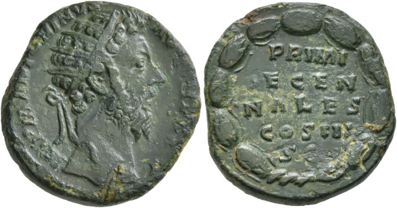 Marcus Aurelius, 161-180. Dupondius (Orichalcum, 24 mm, 9.93 g, 5 h), Rome, 170-...