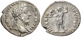 Marcus Aurelius, 161-180. Denarius (Silver, 19 mm, 3.17 g, 7 h), Rome, 175. M ANTONINVS AVG - GERM SARM Laureate head of Marcus Aurelius to right. Rev...
