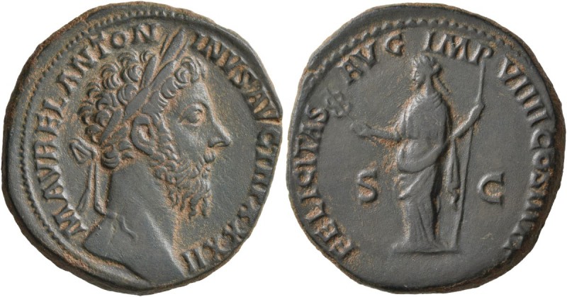Marcus Aurelius, 161-180. Sestertius (Orichalcum, 31 mm, 21.42 g, 11 h), Rome, 1...