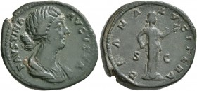 Faustina Junior, Augusta, 147-175. As (Copper, 26 mm, 14.50 g, 6 h), Rome, 161-175. FAVSTINA AVGVSTA Draped bust of Faustina to right. Rev. DIANA LVCI...