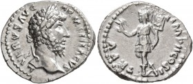 Lucius Verus, 161-169. Denarius (Silver, 20 mm, 3.46 g, 6 h), Rome, 165. L VERVS AVG ARMENIACVS Laureate head of Lucius Verus to right. Rev. TR P V IM...