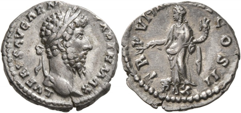 Lucius Verus, 161-169. Denarius (Silver, 18 mm, 3.12 g, 12 h), Rome, 166. L VERV...