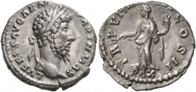 Lucius Verus, 161-169. Denarius (Silver, 18 mm, 3.12 g, 12 h), Rome, 166. L VERVS AVG ARM PARTH MAX Laureate head of Lucius Verus to right. Rev. TR P ...