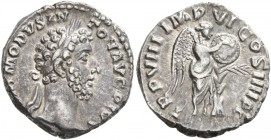 Commodus, 177-192. Denarius (Silver, 17 mm, 2.89 g, 6 h), Rome, 183. M COMMODVS ANTON AVG PIVS Laureate head of Commodus to right. Rev. TR P VIII IMP ...