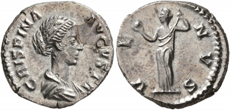 Crispina, Augusta, 178-182. Denarius (Silver, 18 mm, 3.39 g, 12 h), Rome. CRISPI...