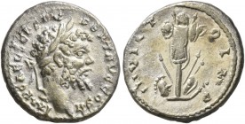 Septimius Severus, 193-211. Denarius (Silver, 17 mm, 2.64 g, 12 h), Emesa, 194-195. IMP CA L SEP SEV PERT AVG COS II Laureate head of Septimius Severu...