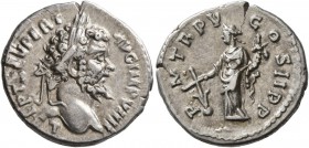 Septimius Severus, 193-211. Denarius (Silver, 19 mm, 3.03 g, 11 h), Laodicea, 197. L SEPT SEV PERT AVG IMP VIIII Laureate head of Septimius Severus to...