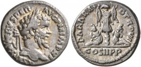 Septimius Severus, 193-211. Denarius (Silver, 18 mm, 3.51 g, 1 h), Laodicea, 198. L SEP SEVERVS PER AVG P IMP XI Laureate head of Septimius Severus to...