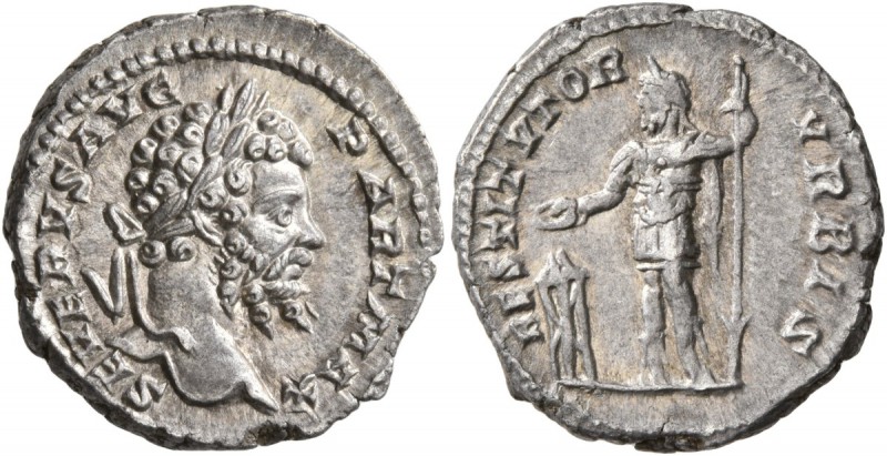 Septimius Severus, 193-211. Denarius (Silver, 19 mm, 3.84 g, 12 h), Rome, 200-20...