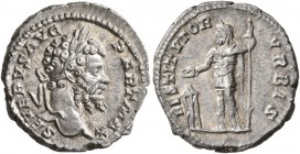 Septimius Severus, 193-211. Denarius (Silver, 19 mm, 3.84 g, 12 h), Rome, 200-201. SEVERVS AVG PART MAX Laureate head of Septimius Severus to right. R...